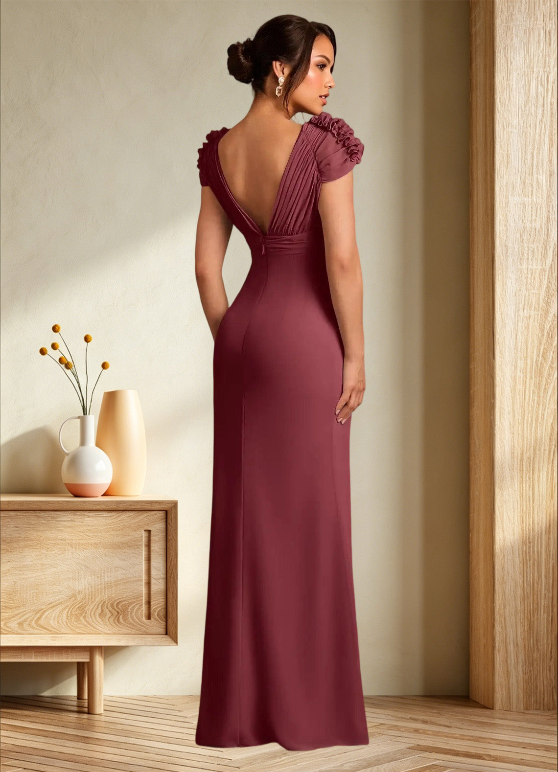 Augday Louella Pleated Chiffon Dress