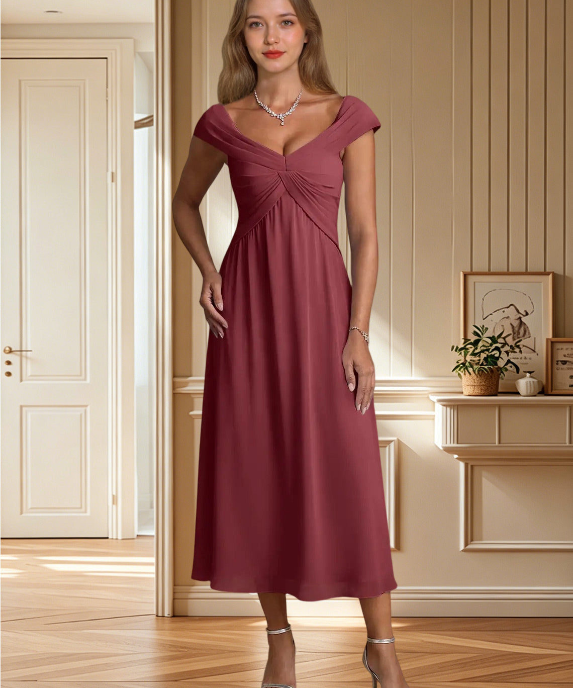 Augday Mirta A-Line Pleated Floral Burnout Dress
