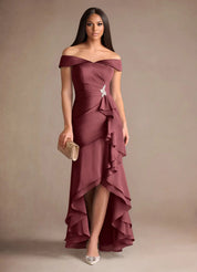 Augday Billings Mermaid Off the Shoulder Stretch Satin Dress