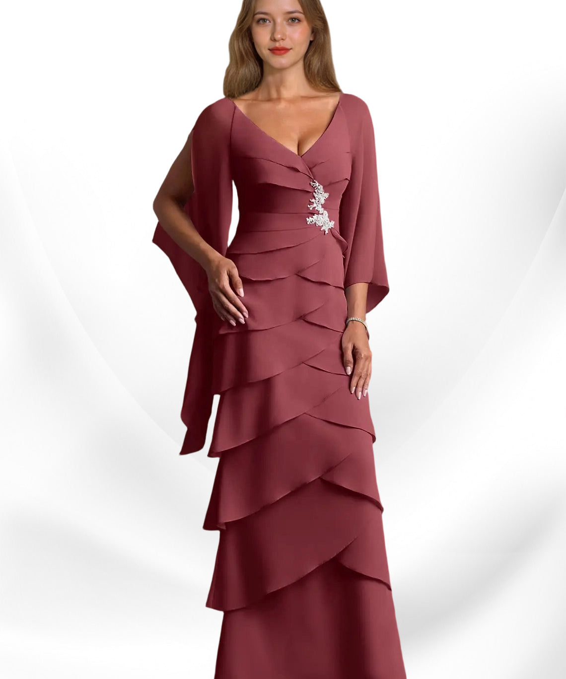 Augday Arabinda Sheath Ruched Chiffon Dress