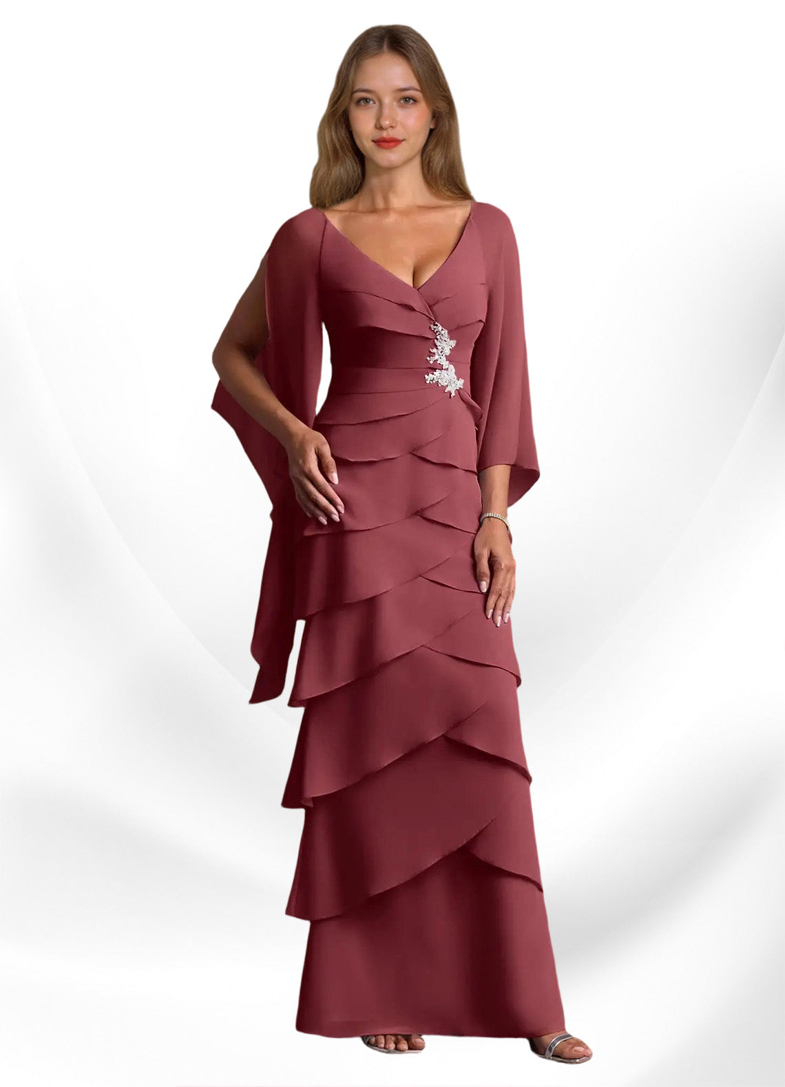 Augday Arabinda Sheath Ruched Chiffon Dress
