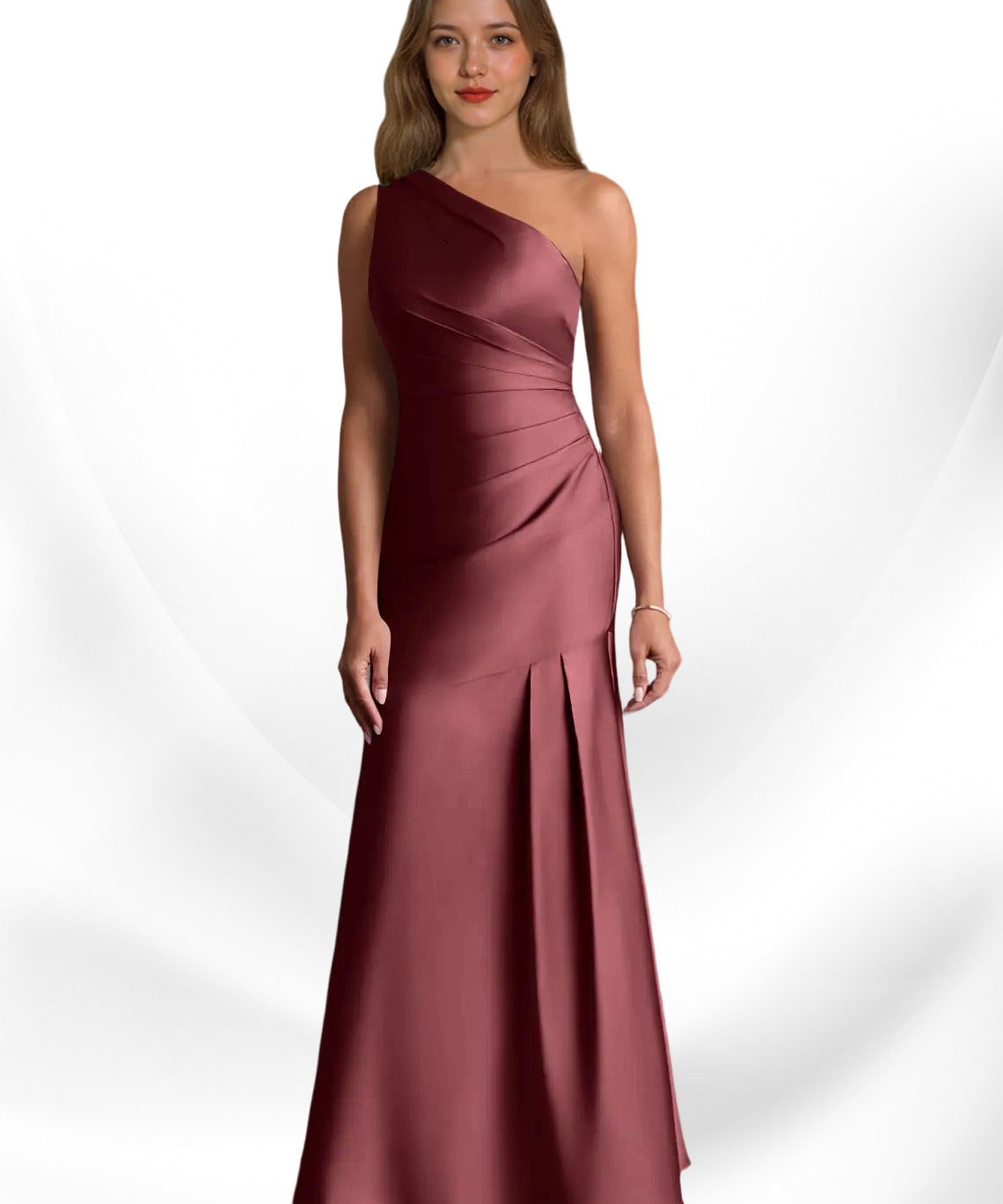 Augday Haifa Mermaid One Shoulder Stretch Satin Dress