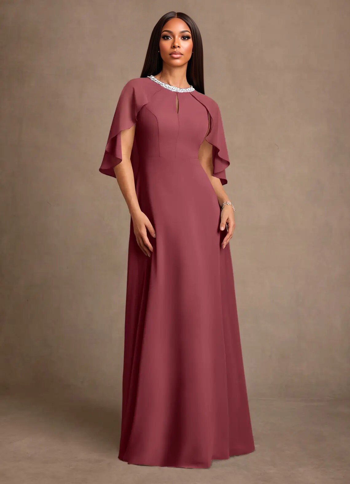 Augday Winnifred A-Line Beaded Chiffon Dress