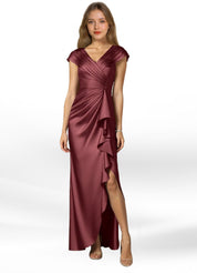 Augday Anderson A-Line Pleated Stretch Satin Dress