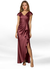 Augday Anderson A-Line Pleated Stretch Satin Dress