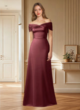 Augday Amelia A-Line Off the Shoulder Stretch Satin Dress