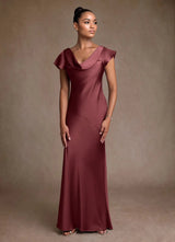 Augday Shelby Mother of the Bride Dresses Mermaid Pleated Stretch Satin Dress