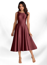 Augday Fulton A-Line Pleated Stretch Satin Dress