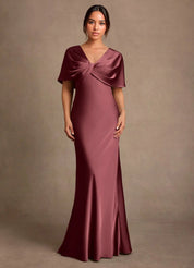 Augday Dosia Sheath Pleated Stretch Satin Dress