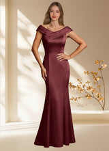 Augday Aberdeen Sheath Pleated Stretch Satin Dress