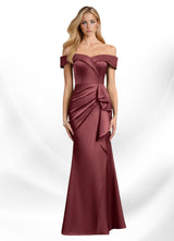 Augday Laredo Mermaid Off the Shoulder Stretch Satin Dress