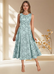 Augday Fulton A-Line Pleated Floral Burnout Dress