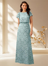 Augday Lehi A-Line Boatneck Floral Burnout Dress