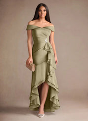 Augday Billings Mermaid Off the Shoulder Stretch Satin Dress