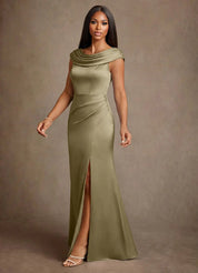 Augday Irvine A-Line Pleated Stretch Satin Dress