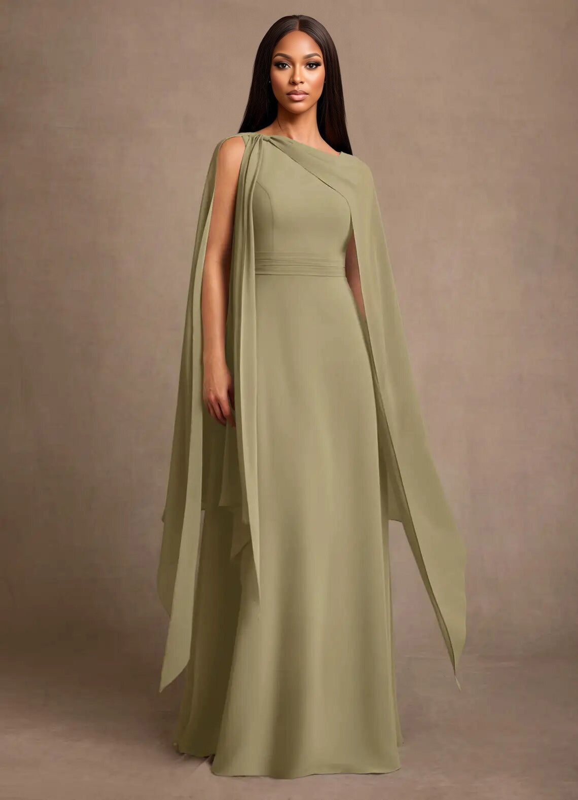 Augday Liddie A-Line Pleated Chiffon Dress