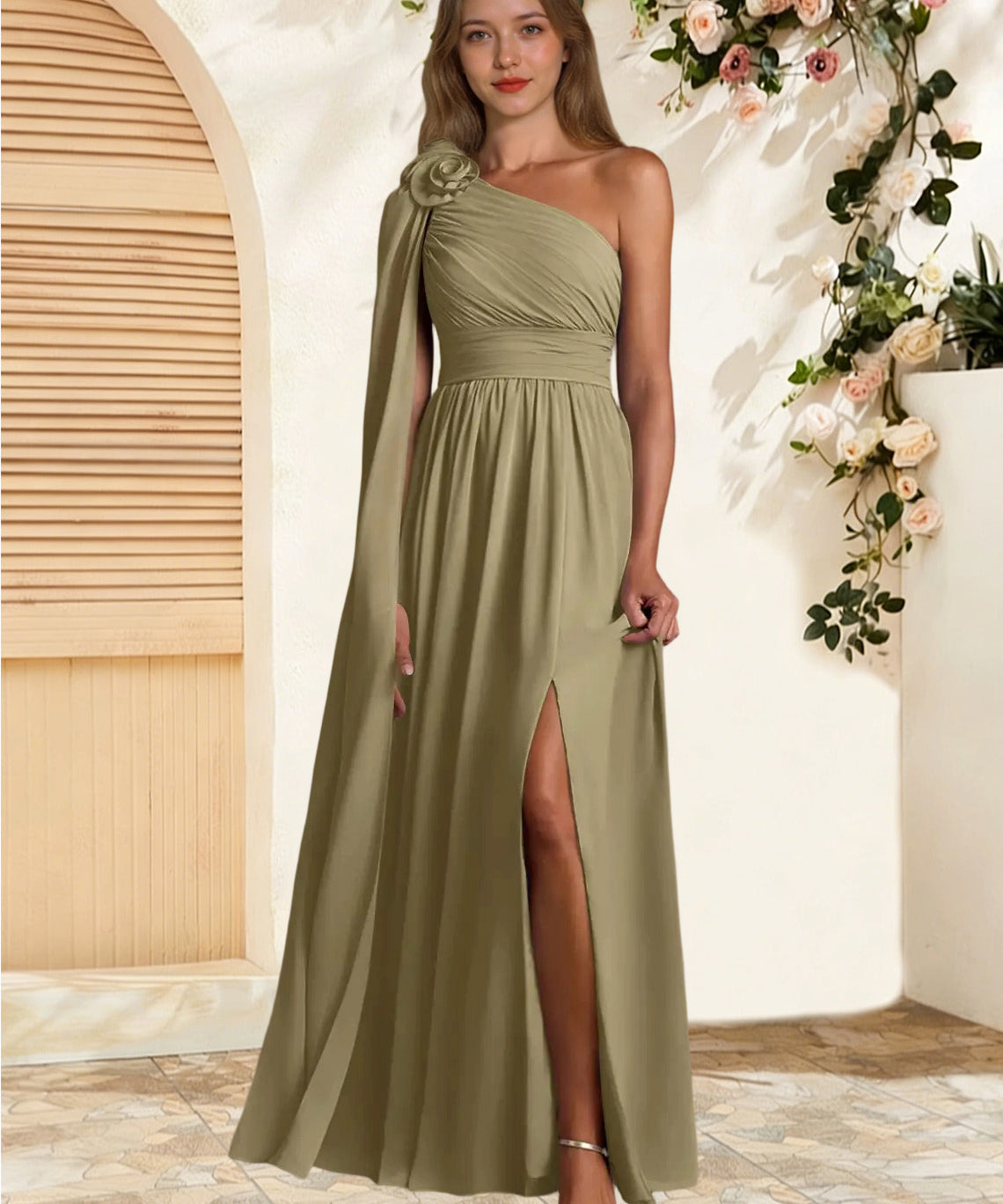 Augday Lancaster A-Line One Shoulder Chiffon Dress