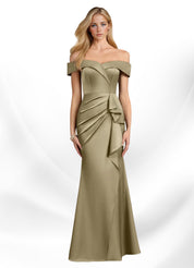 Augday Laredo Mermaid Off the Shoulder Stretch Satin Dress