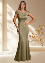 Augday Aberdeen Sheath Pleated Stretch Satin Dress