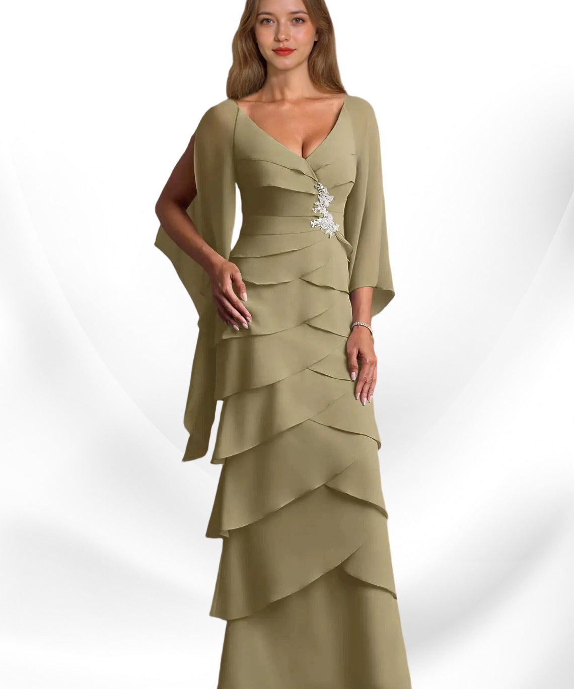 Augday Arabinda Sheath Ruched Chiffon Dress