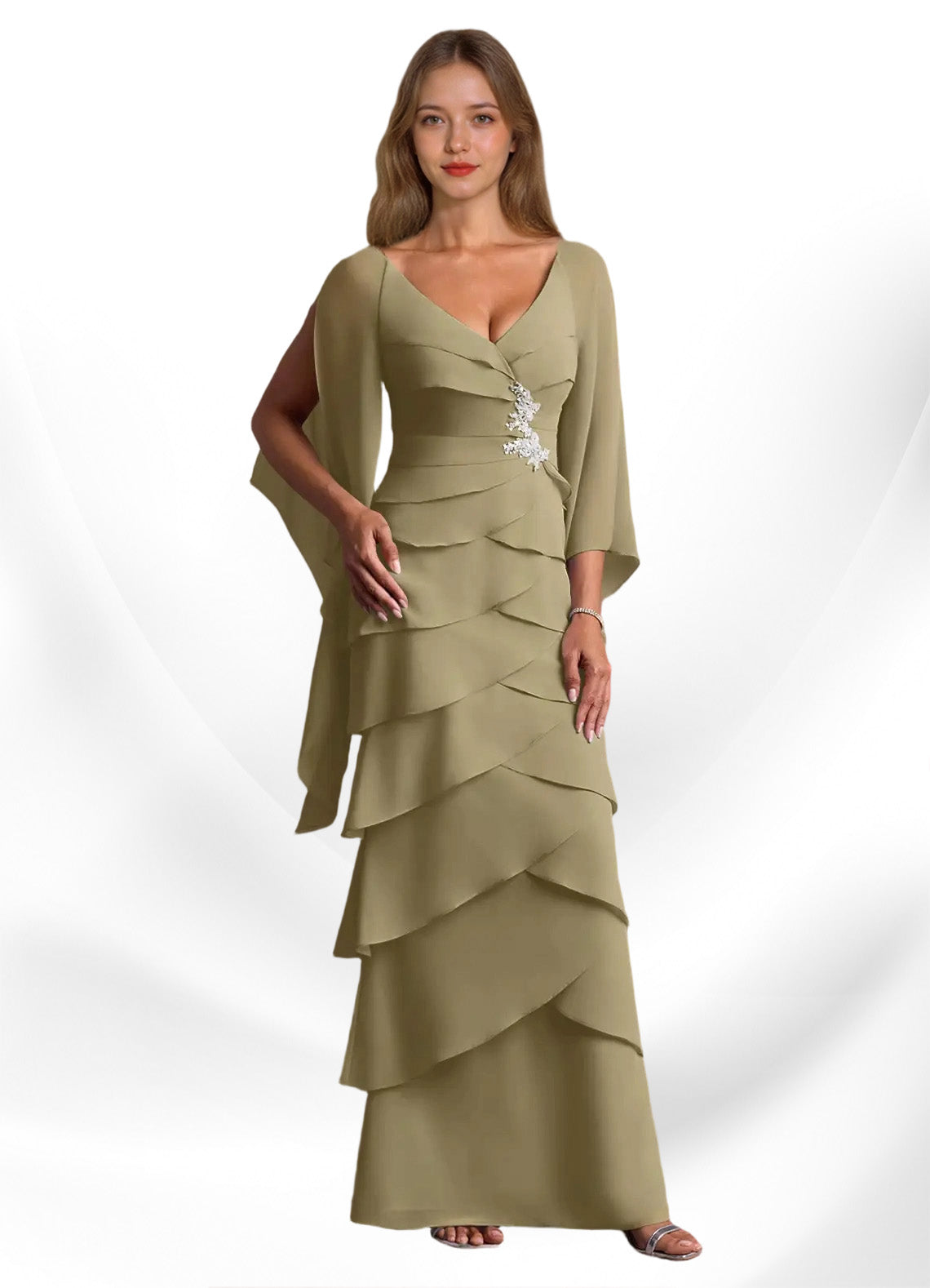 Augday Arabinda Sheath Ruched Chiffon Dress