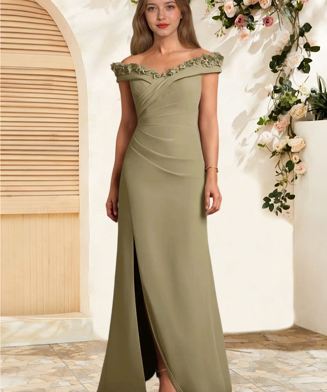 Augday Jettie Sheath Pleated Chiffon Dress