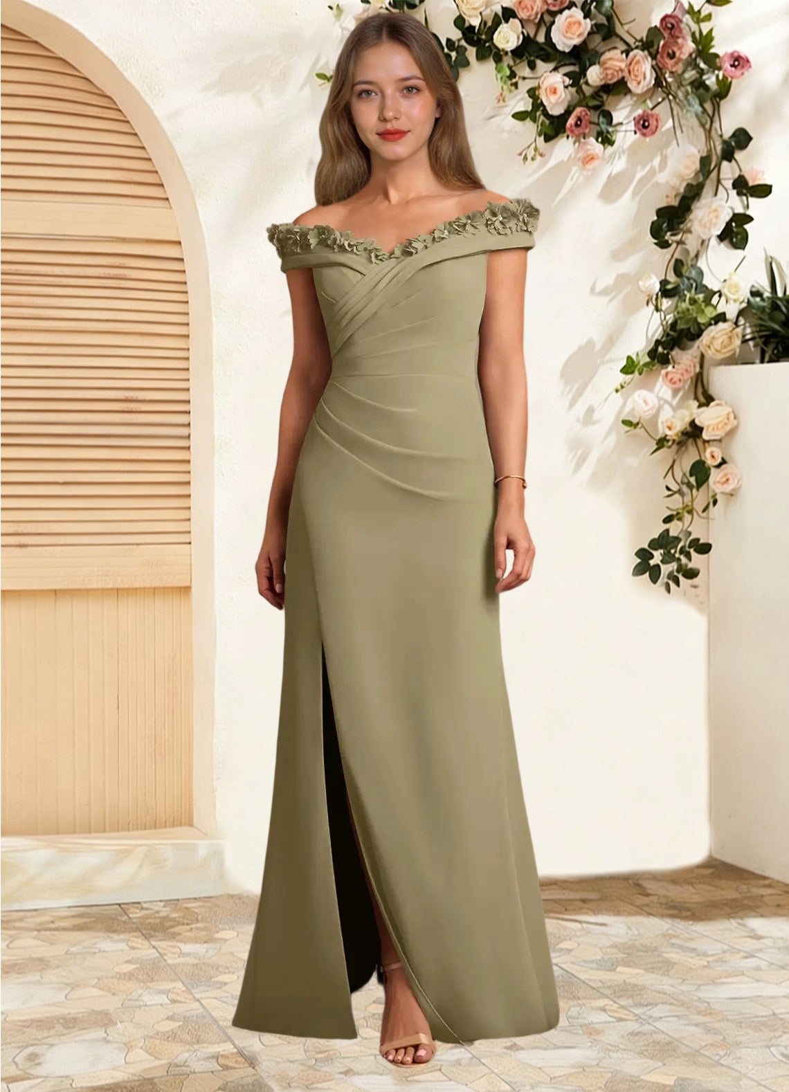 Augday Jettie Sheath Pleated Chiffon Dress