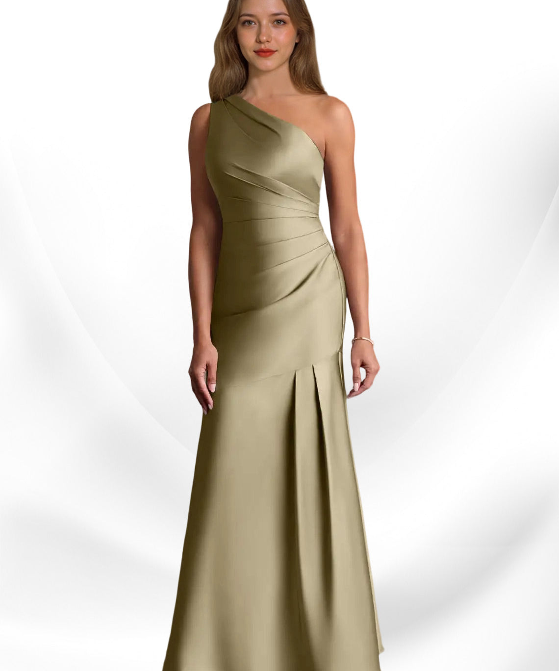 Augday Haifa Mermaid One Shoulder Stretch Satin Dress
