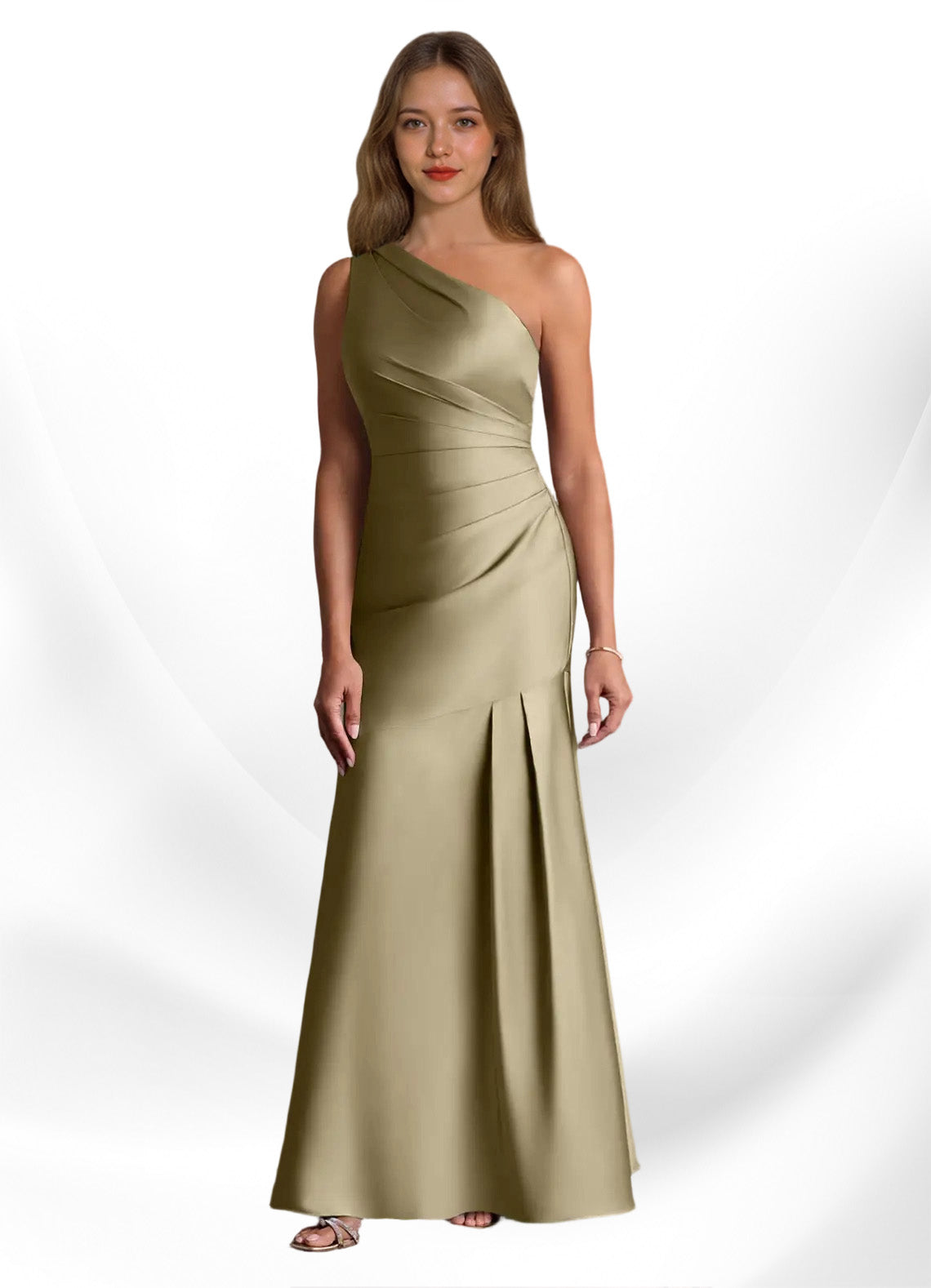 Augday Haifa Mermaid One Shoulder Stretch Satin Dress