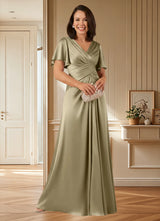 Augday Emmeline A-Line Pleated Stretch Satin Dress