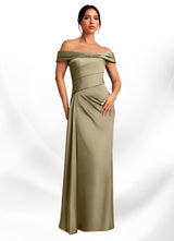 Augday Beah Sheath Off the Shoulder Stretch Satin Dress
