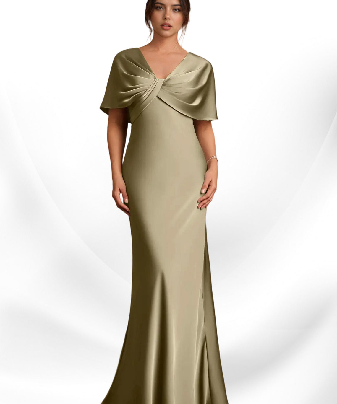 Augday Dosia Sheath Pleated Stretch Satin Dress