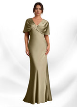 Augday Dosia Sheath Pleated Stretch Satin Dress