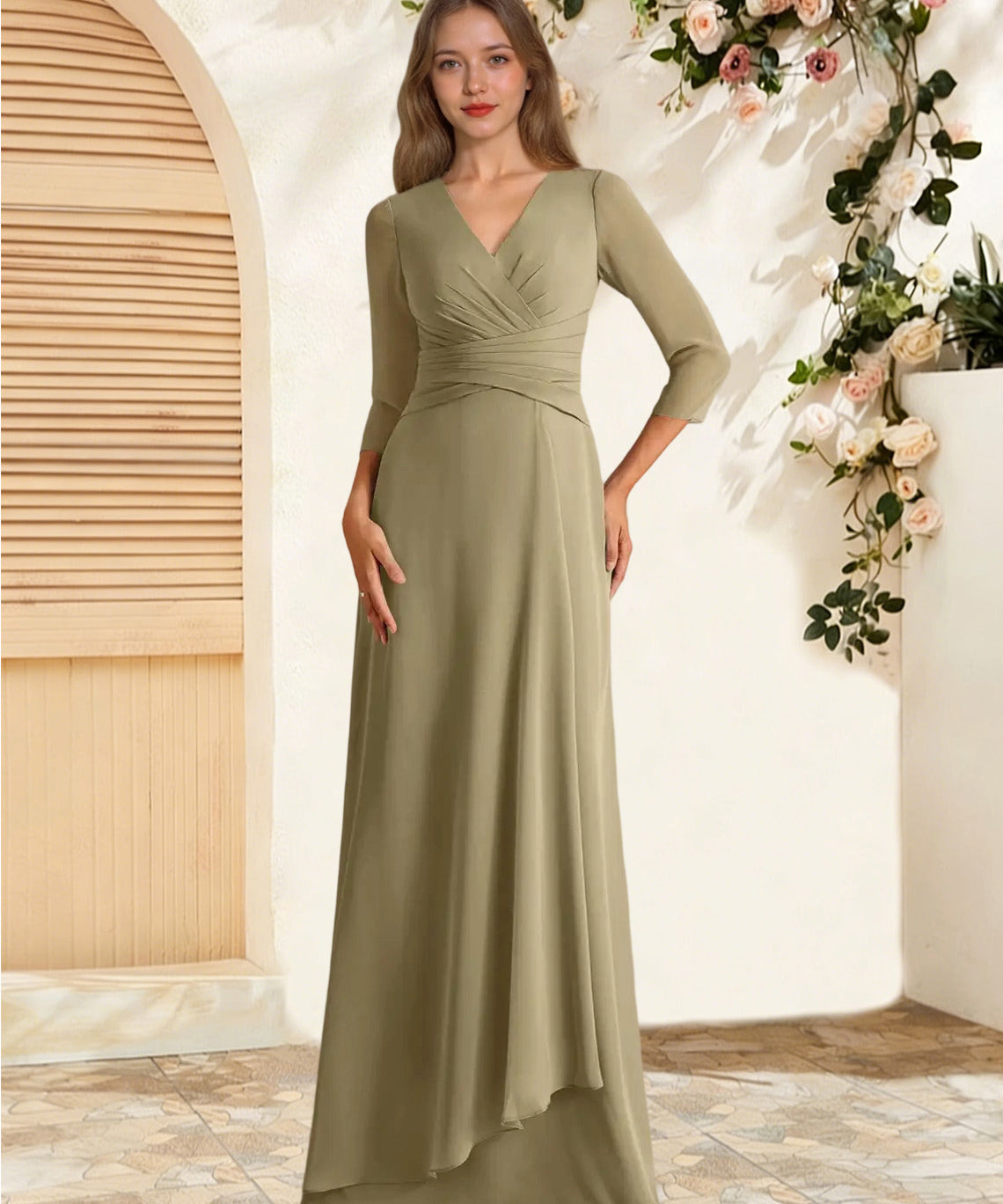 Augday Mayfield A-Line Pleated Chiffon Dress