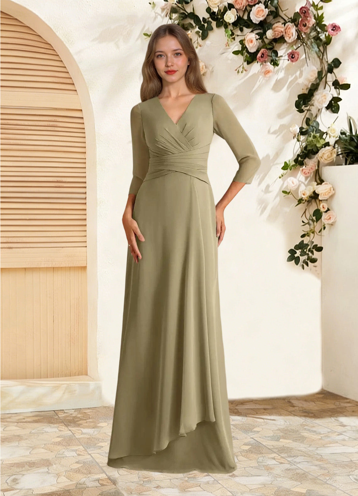 Augday Mayfield A-Line Pleated Chiffon Dress