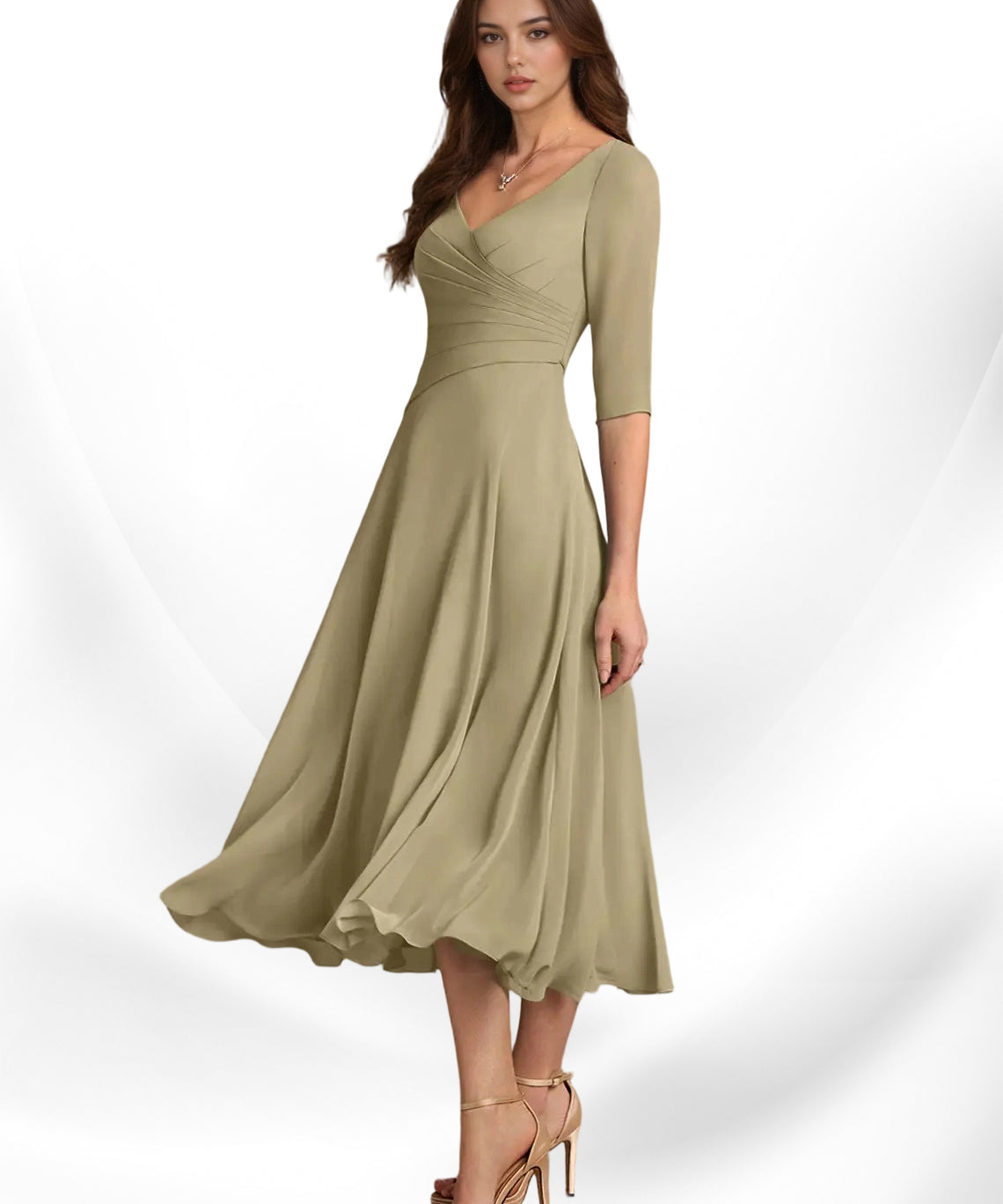 Augay Durant A-Line Pleated Chiffon Dress