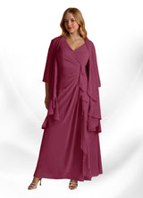 Augday Manuella A-Line V-Neck Pleated Chiffon Dress