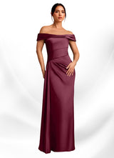 Augday Beah Sheath Off the Shoulder Stretch Satin Dress