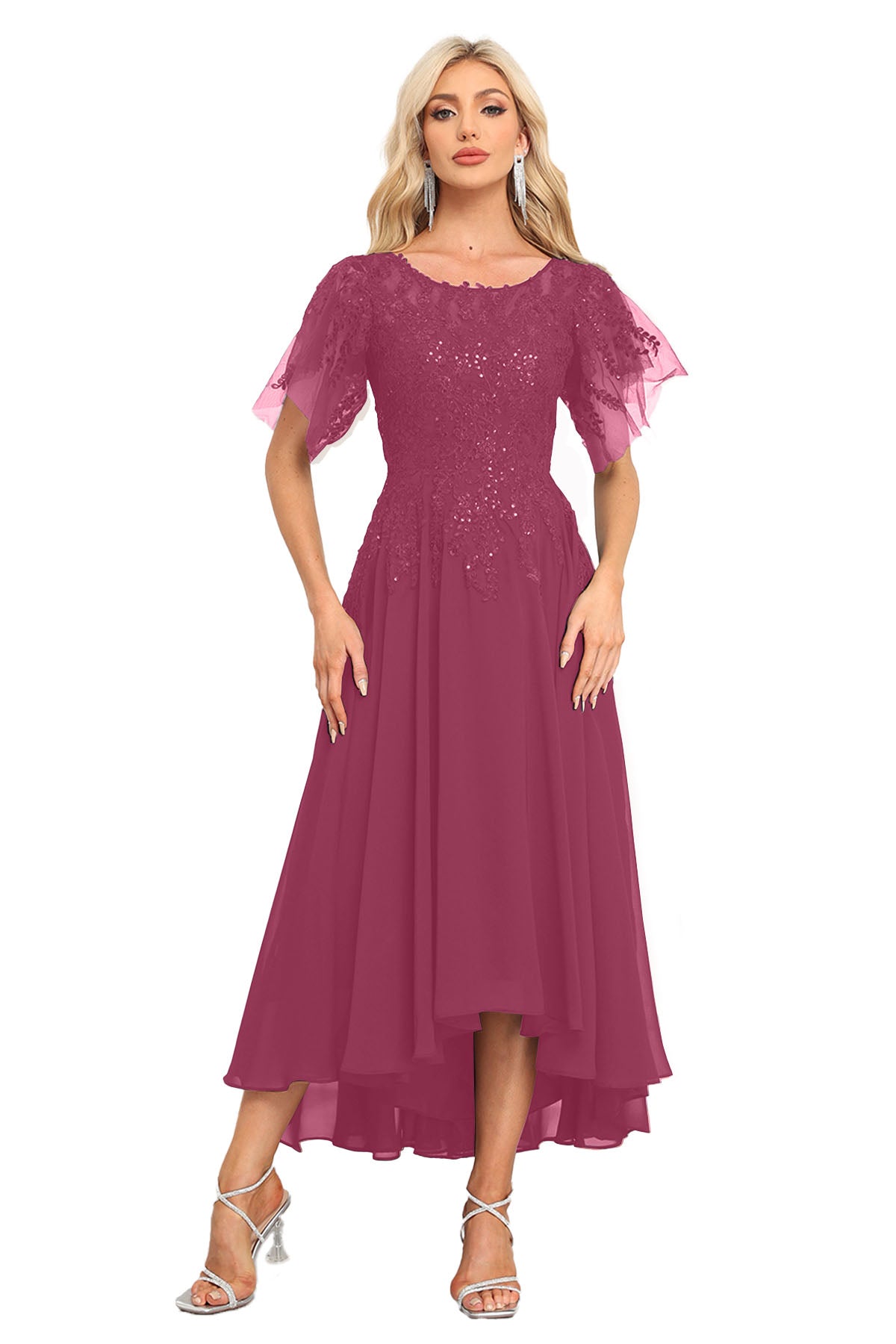 Augday Chiffon Lace Sequins Mother of the Bridesmaid Dresses