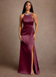 Augday Lawrence A-Line Pleated Stretch Satin Dress