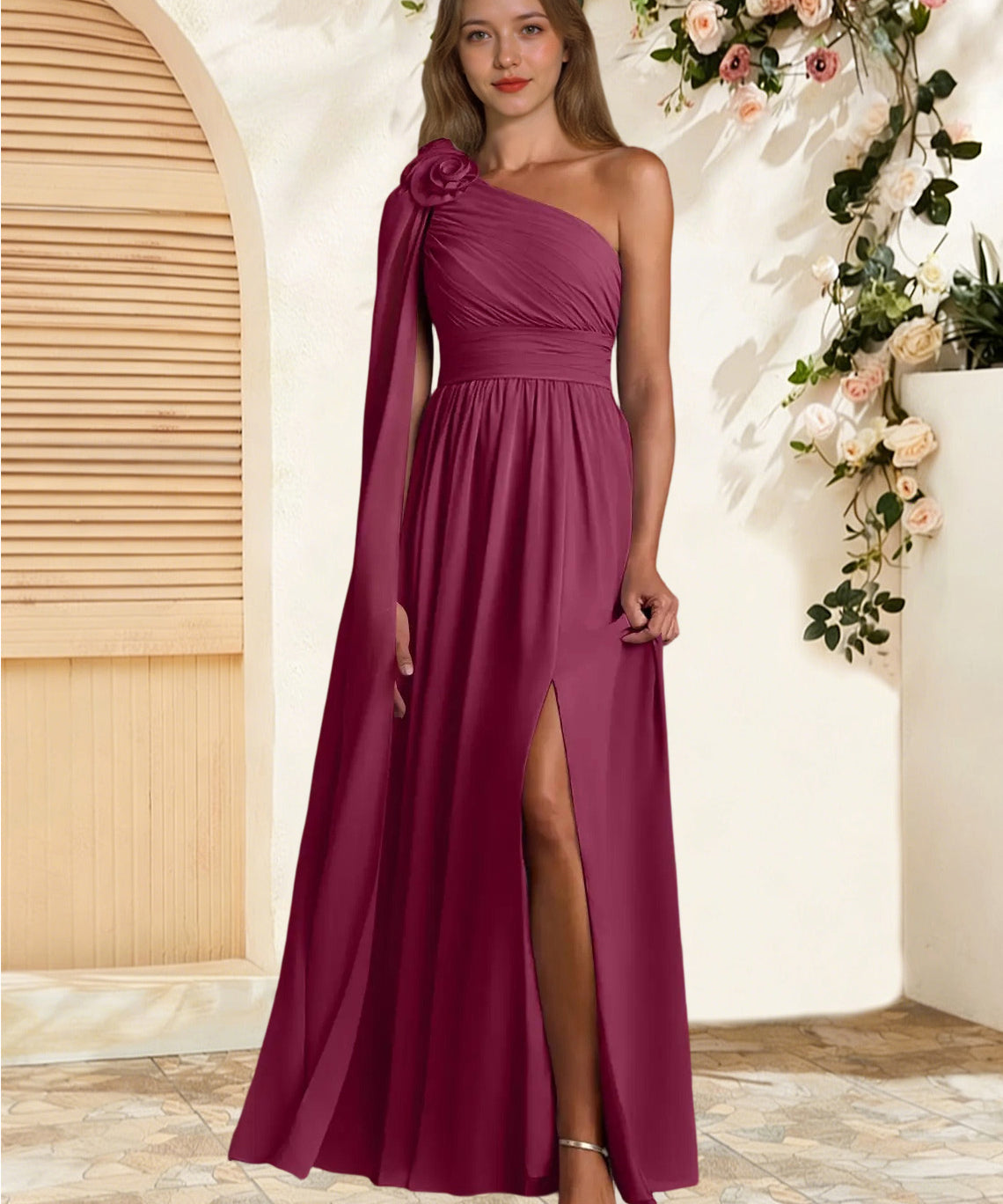 Augday Lancaster A-Line One Shoulder Chiffon Dress
