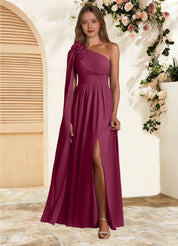 Augday Lancaster A-Line One Shoulder Chiffon Dress