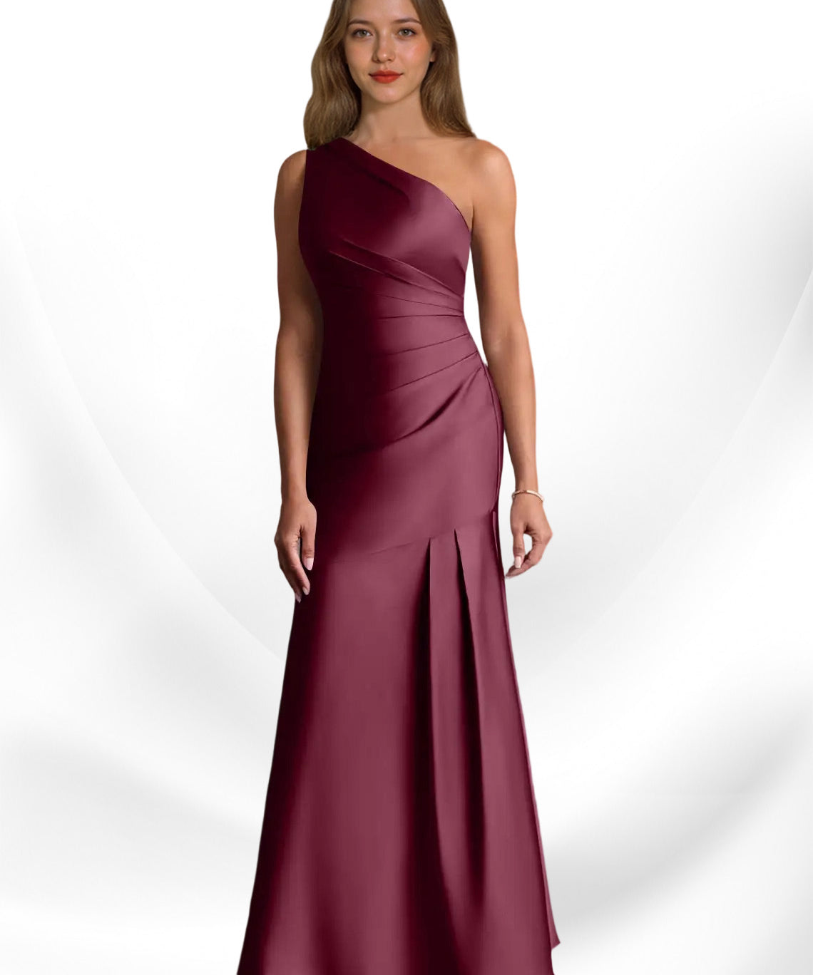 Augday Haifa Mermaid One Shoulder Stretch Satin Dress