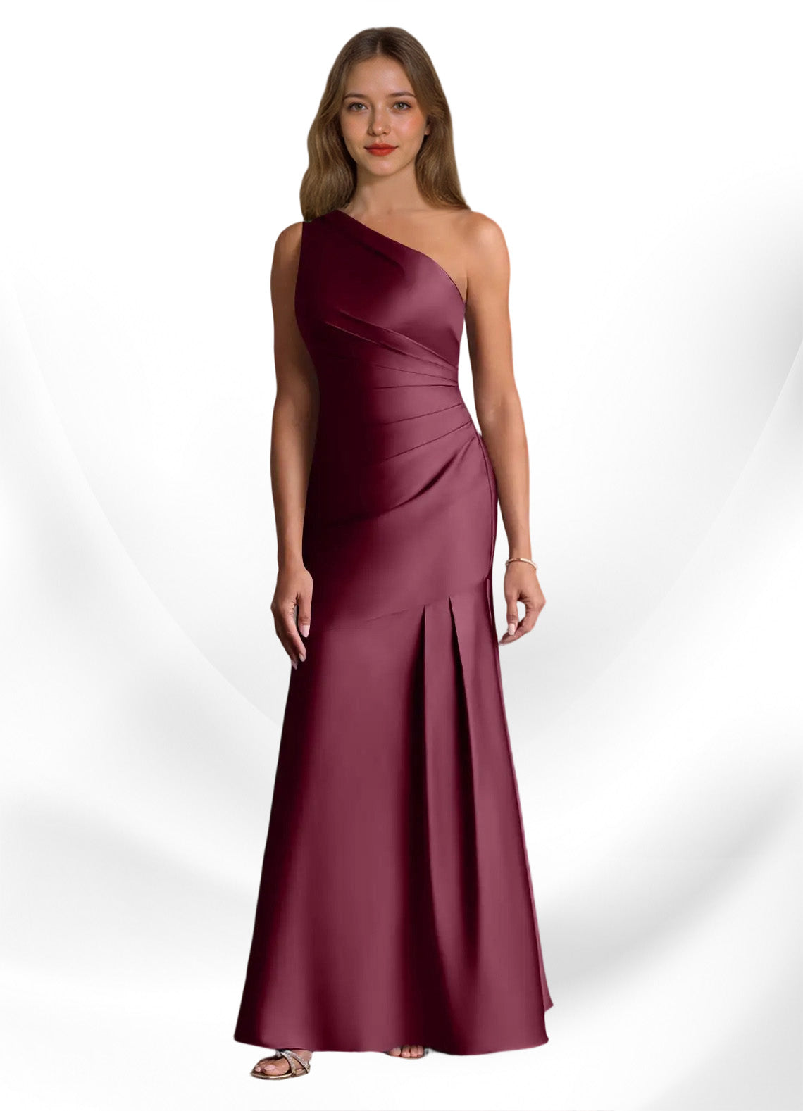 Augday Haifa Mermaid One Shoulder Stretch Satin Dress