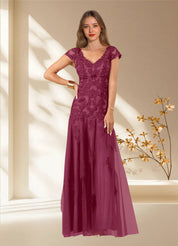 Augday Romy Mermaid V-Neck Sequins Tulle Dress