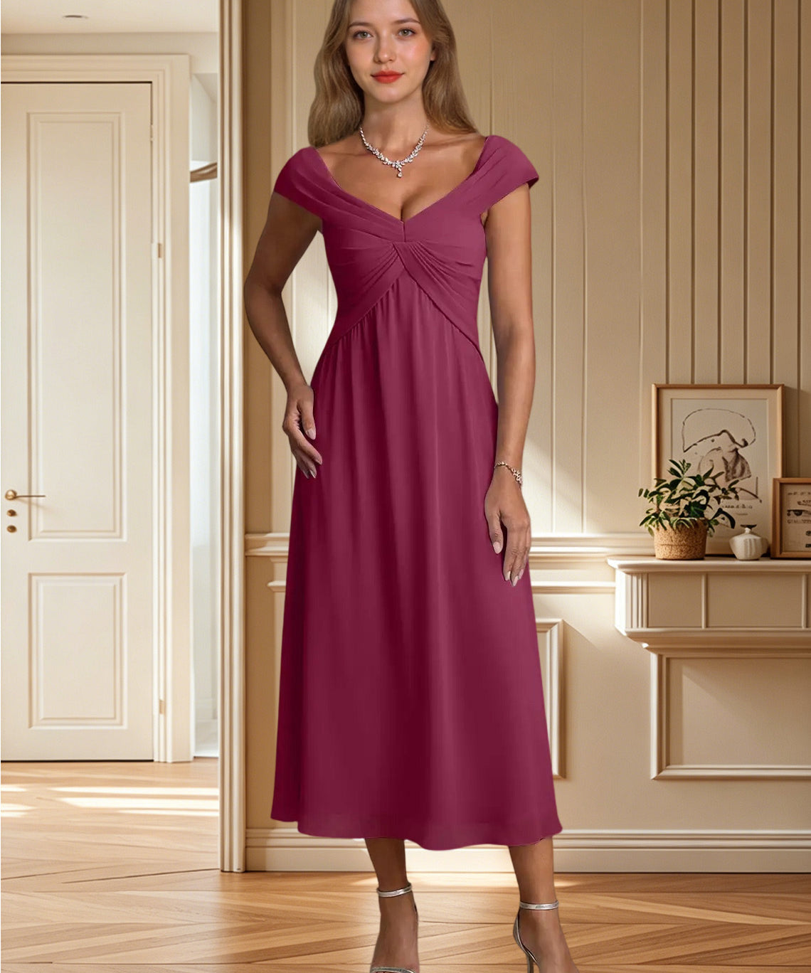 Augday Mirta A-Line Pleated Floral Burnout Dress