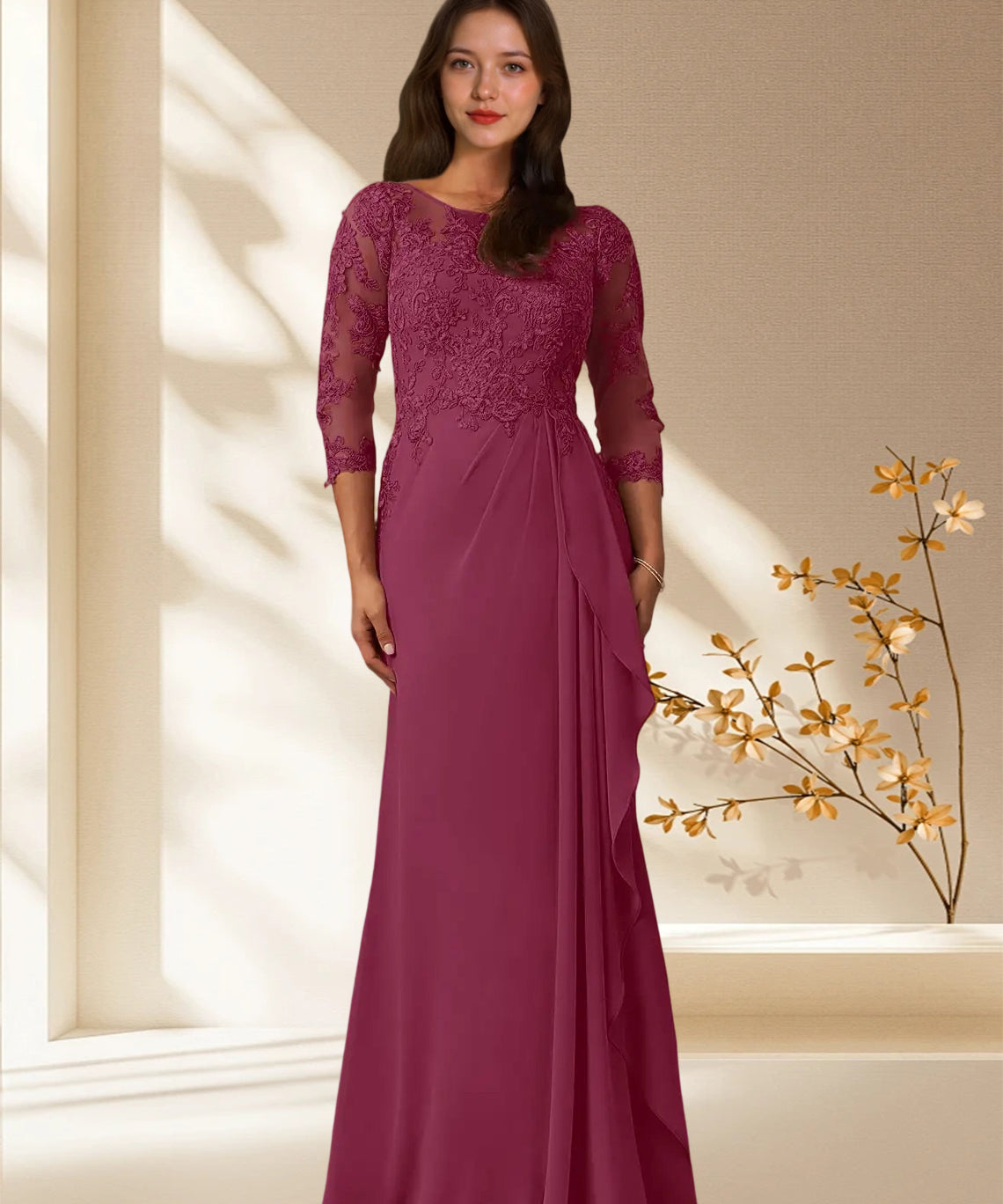 Augday Calanthe A-Line Scoop Chiffon Dress