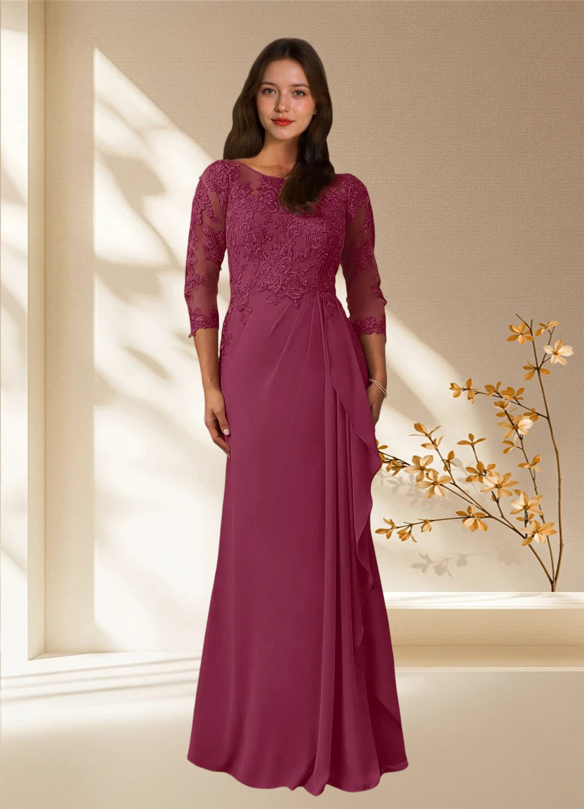 Augday Calanthe A-Line Scoop Chiffon Dress