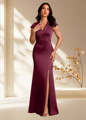 Augday Rilda Sheath Lace Stretch Satin Dress