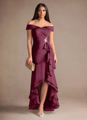 Augday Billings Mermaid Off the Shoulder Stretch Satin Dress